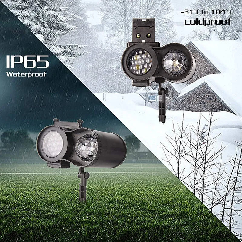 Outdoor waterproof double tube animated watermark LED light with IP65 rating.