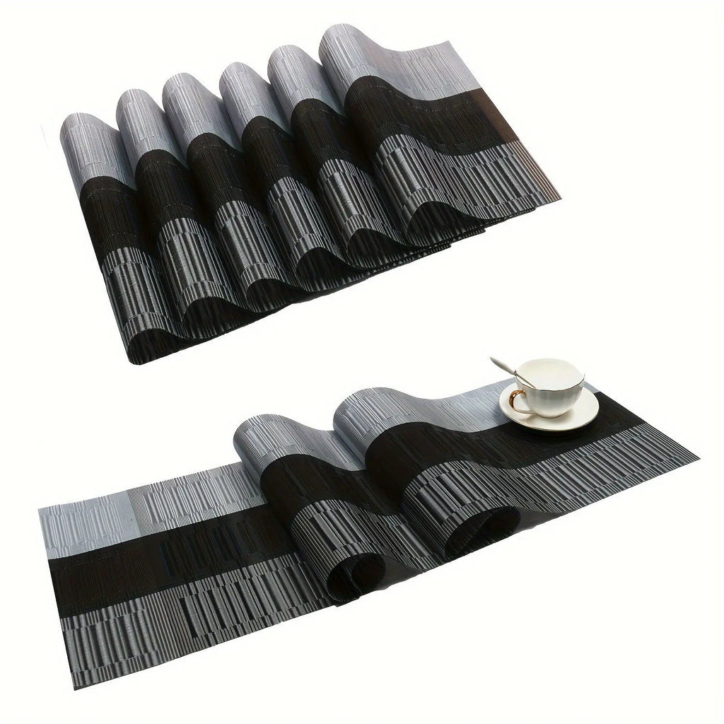 PVC non-slip dish mat for kitchen sinks in modern simple style with gradient bamboo pattern