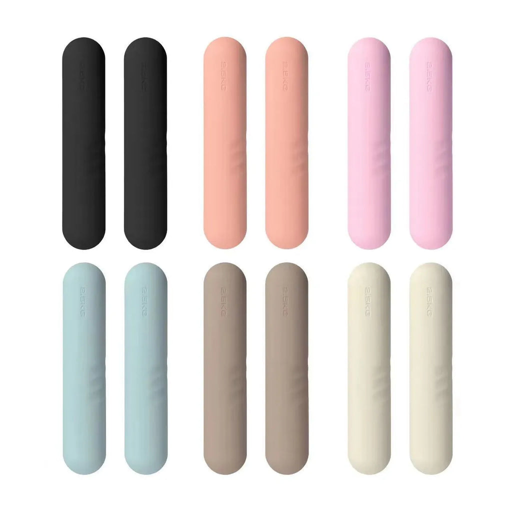 Silicone-edged non-slip dumbbell stick for fitness, shown in various colours and weights.