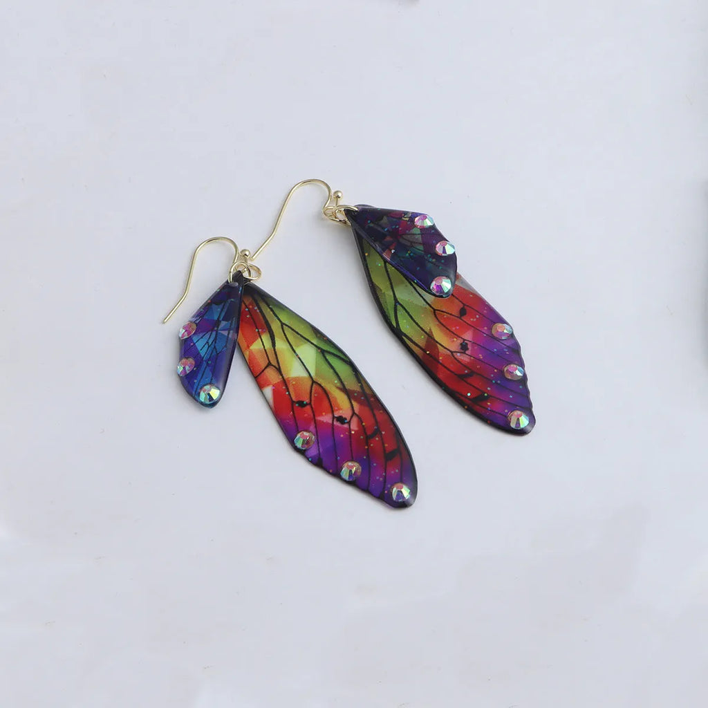 Misty Rain In Southern simulation cicada wings earrings in colour hanging cup option