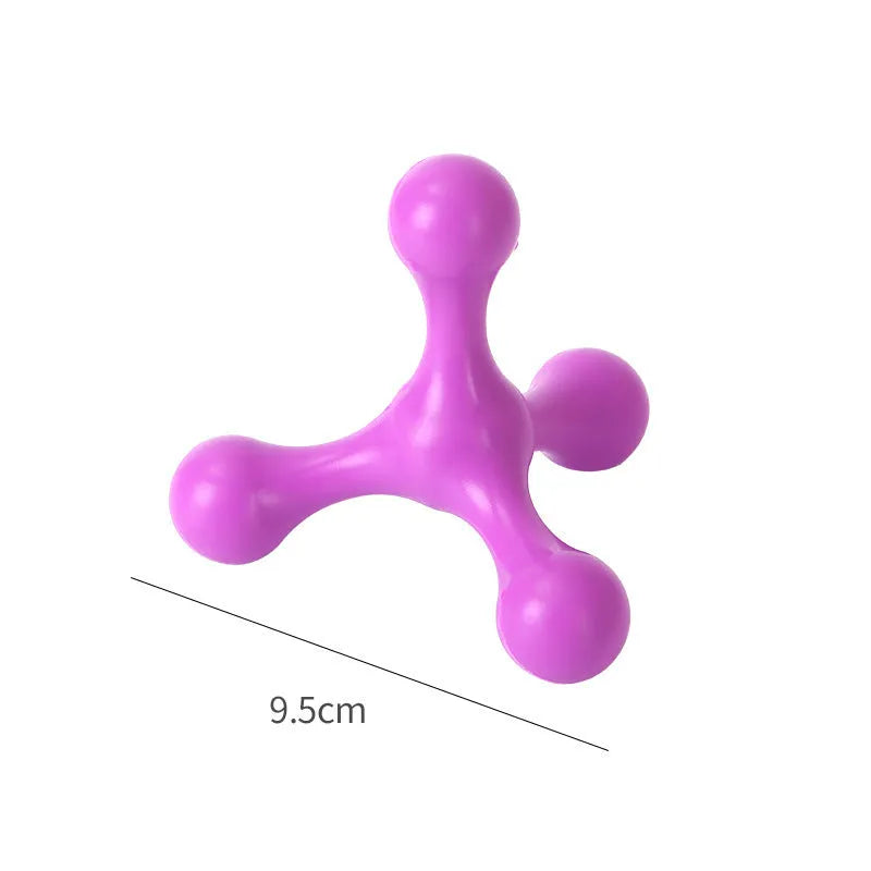 Beef-flavoured silicone chew toy with triple-leg design for small and medium breed puppies