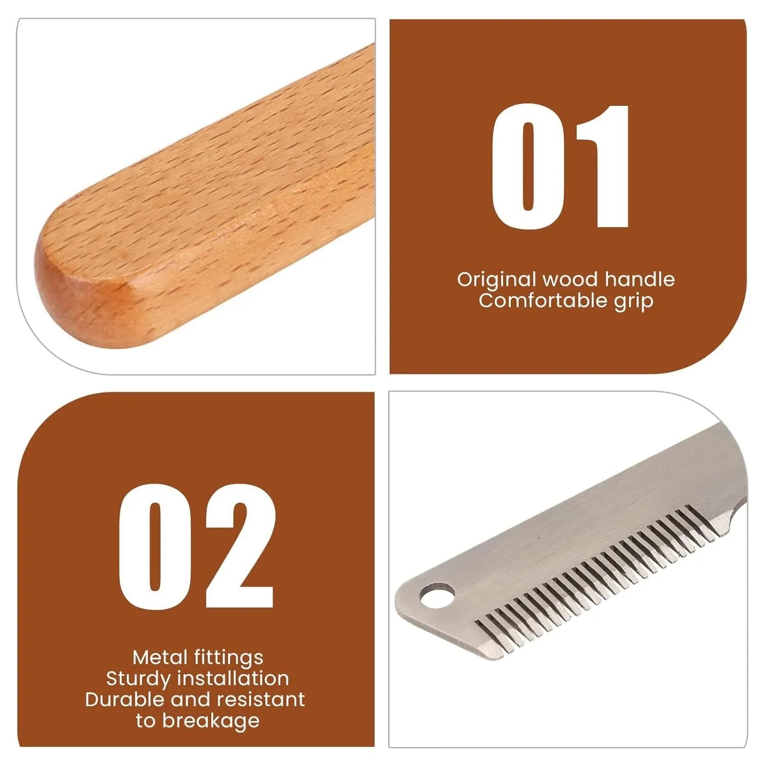 Pet stripping comb with wooden handle for dog and cat grooming