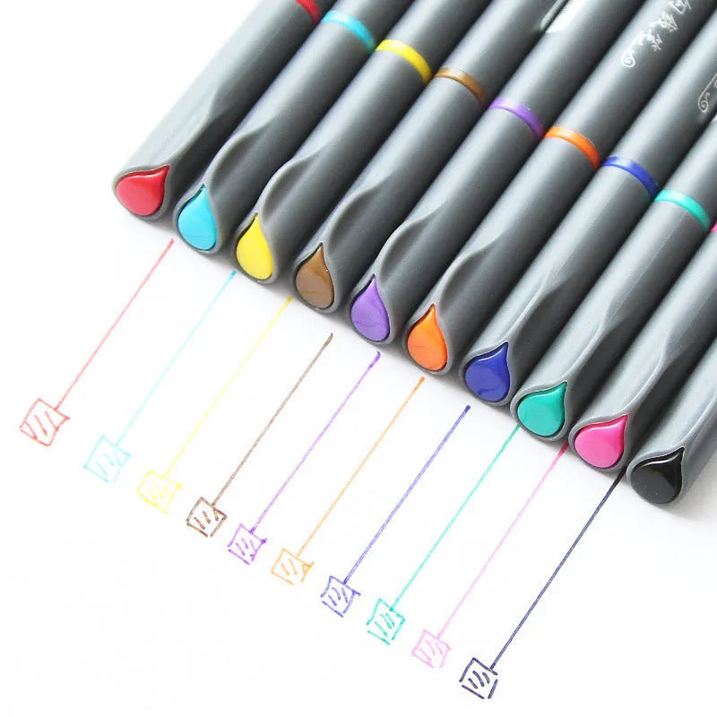 Set of ten 0.38mm hook line pens for architecture drawing and technical illustration work