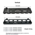 Black ABS plastic wall-mounted fishing rod holder for vertical rod storage organisation