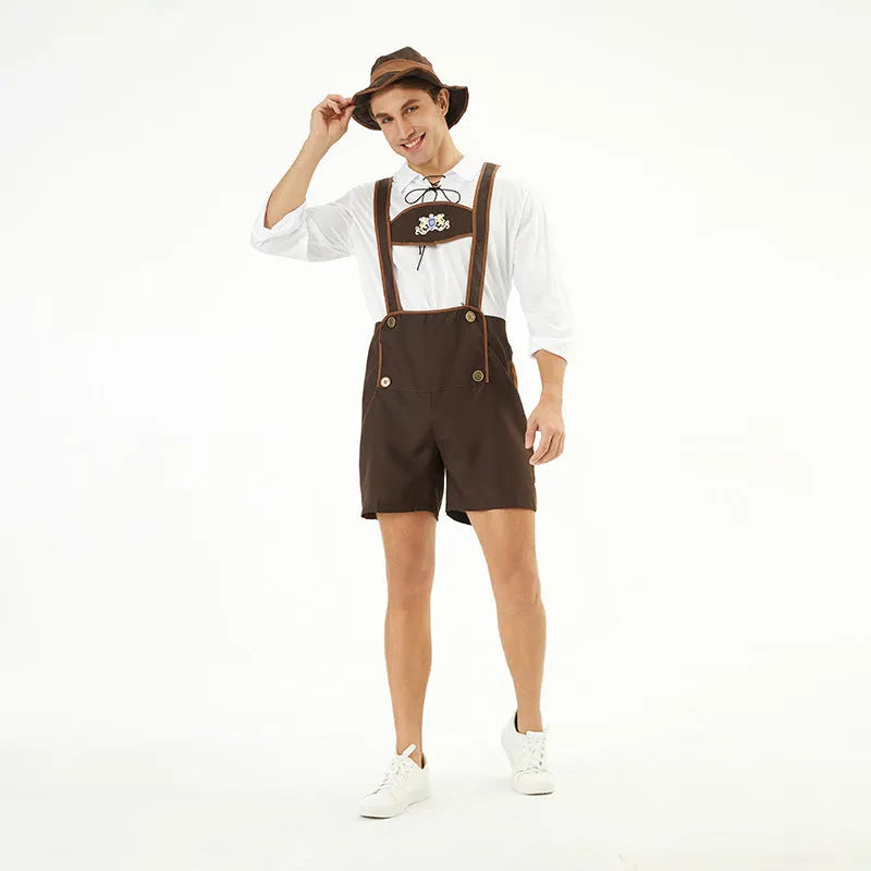 Men's Oktoberfest beer festival clothing suit in 3350 colour with top, suspender overalls, and hat