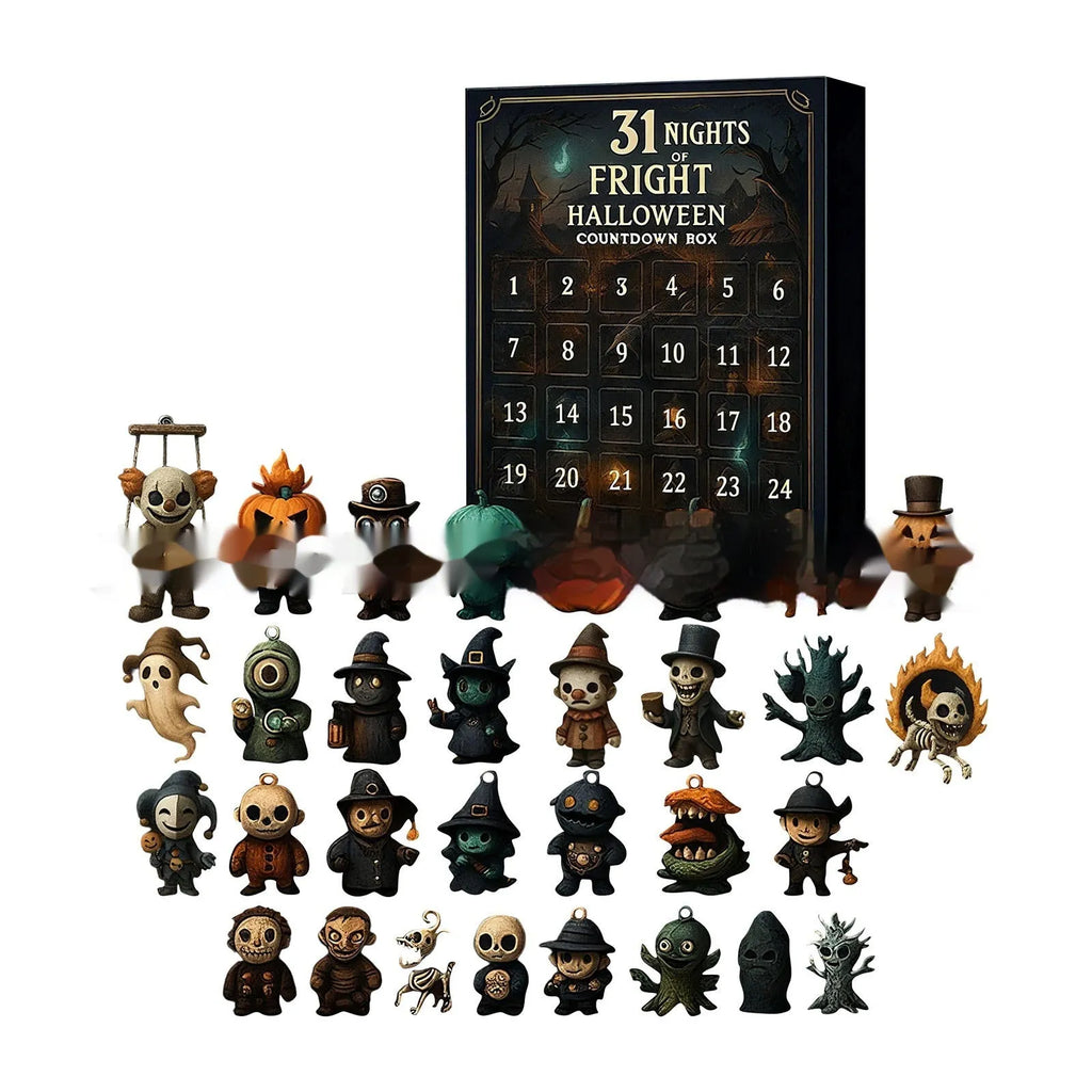 Halloween 31-night advent calendar blind box with surprise resin horror doll inside