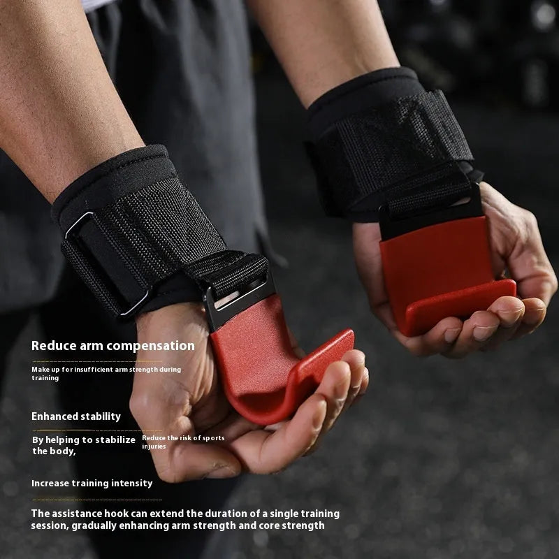 Horizontal bar pull-up power assist grip hook, black colour, one-pair package, wrist support for weightlifting