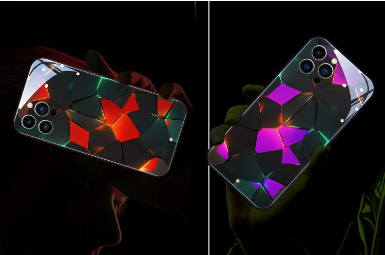 Xpress 14 iPhone case with illuminated LED notification light and tempered glass back.