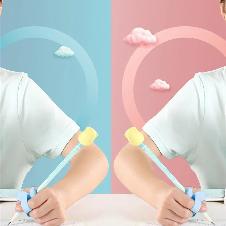 Student correcting pen holder in silicone with five-finger full positioning design for zero-based learning, mixed colour pack
