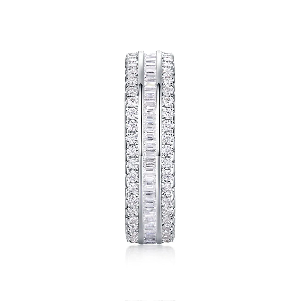 Moissanite wedding ring set with S925 silver and platinum plating, stone under 0.1 carat, in gift box