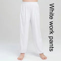 Black children's high-elasticity Sanda practice pants made from Lycra fabric, laid flat.