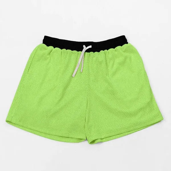 Men's solid colour mesh quick-drying shorts for running and fitness in summer.