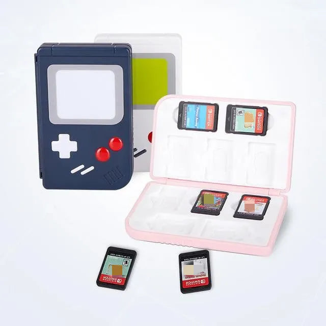 Nintendo SWITCH game card storage box in blue, pink, or white colour options