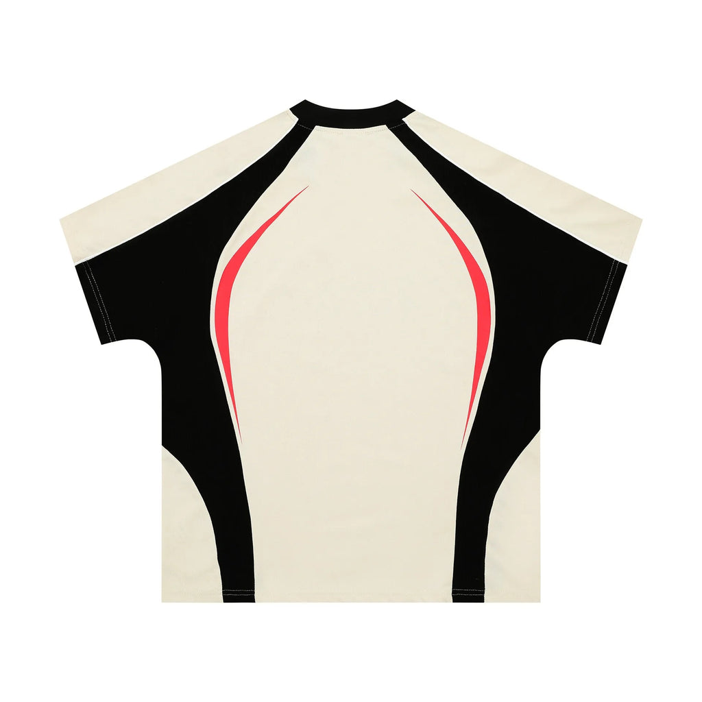 Men's loose fit black t-shirt with a white letters print and short sleeves.