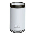 Mini USB jellyfish humidifier with warm night light in white, showing smoke-ring mist output