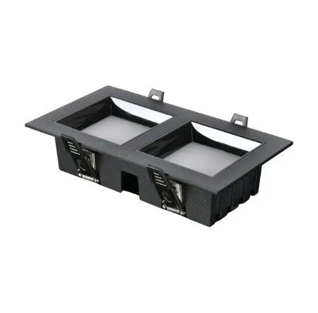 Ultra-thin square LED downlight in black finish with aluminium shell for ceiling grid installation