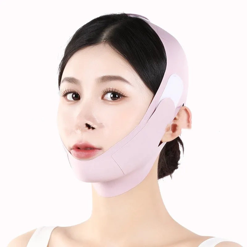Small V face shaping mask for facial lifting and anti-sagging support in breathable fabric