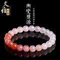Natural gradient Yanyuan agate bracelet with geometric polished beads on a wrist, showing salt source colour variation.