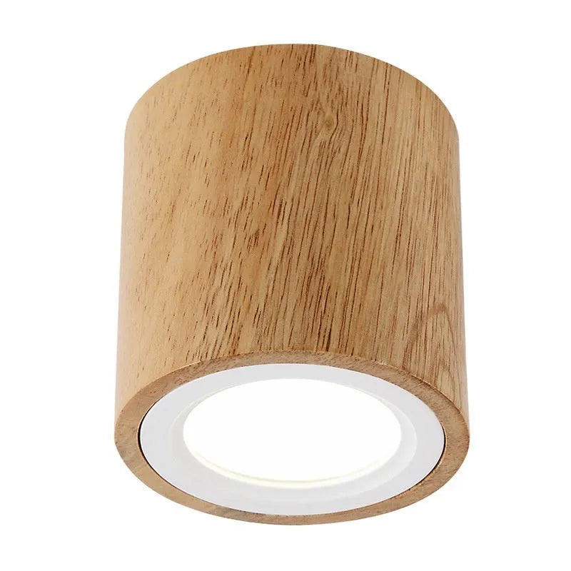 Modern solid wood surface mounted downlight for corridors in wood colour finish