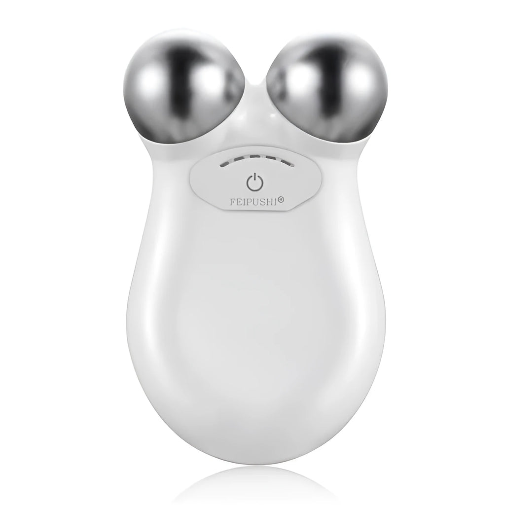 Pink and white micro current facial lifting device measuring 106mm x 65mm x 38mm