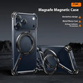 Black metal iPhone 17 case with built-in magnetic bracket showing heat dissipation design