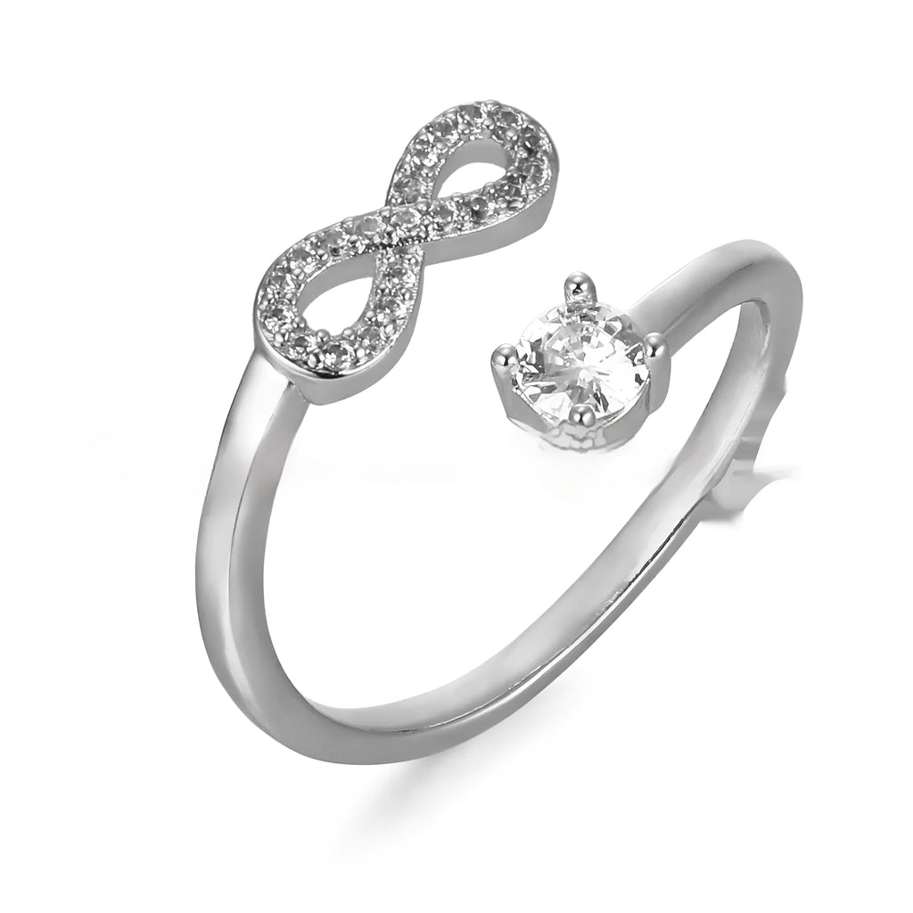 Personalised geometric open ring with zircon stones showing letter options