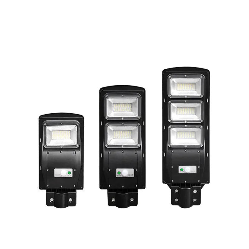 Integrated solar street light unit with solar panel and LED light source for outdoor installation