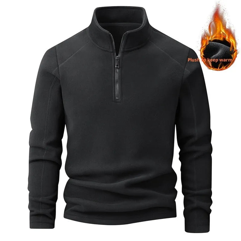 Plus-size striped lamb fleece hoodie in black, loose fit, size 5XL, side view