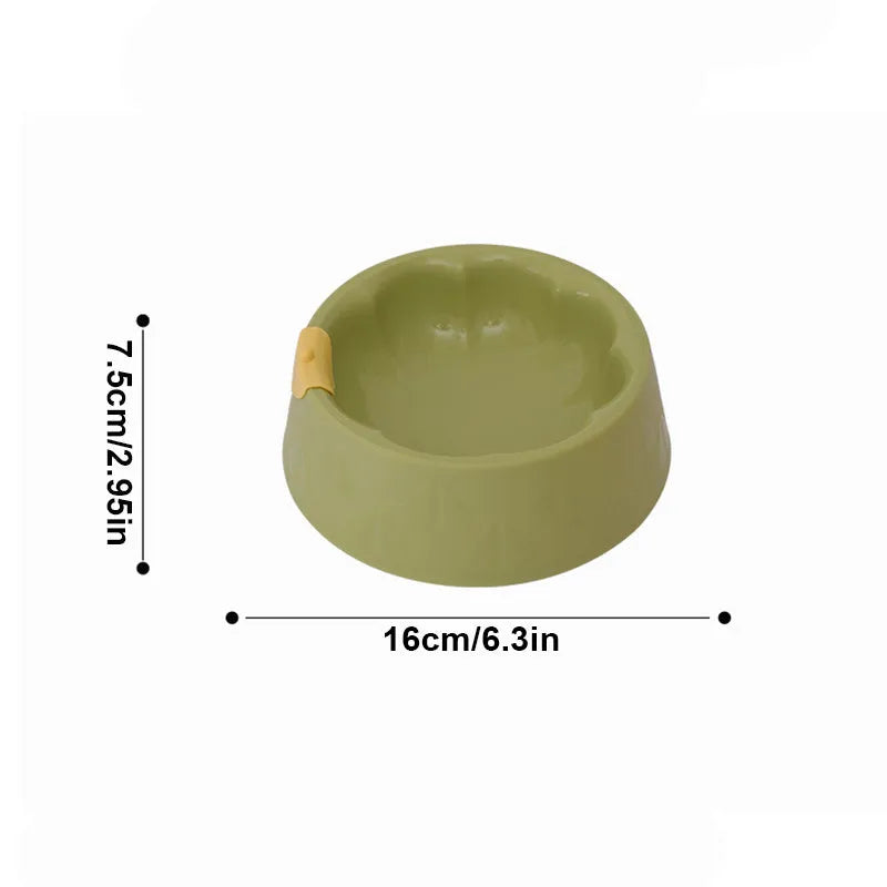 Green plastic double pet bowl for dog and cat food and water with anti-tip base