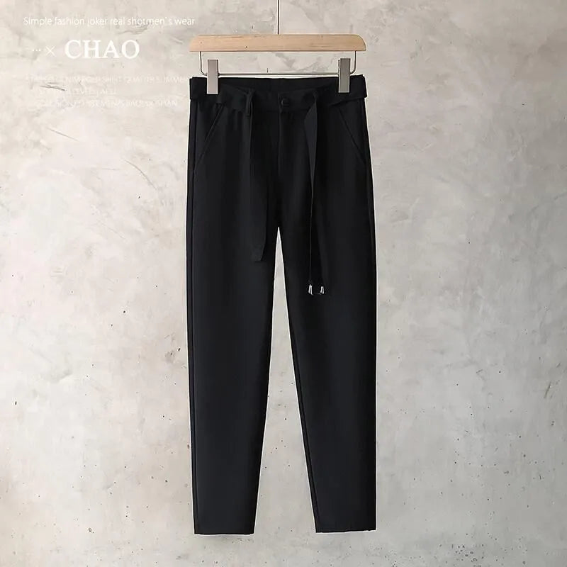 Boys slim straight trousers in wool-blend fabric showing tapered leg styling and straight leg opening