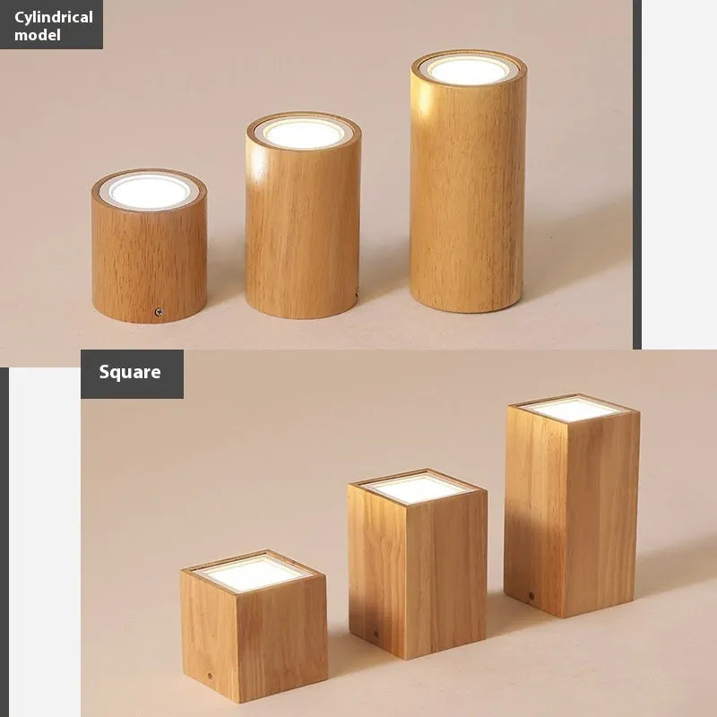 Modern solid wood surface mounted downlight for corridors in wood colour finish