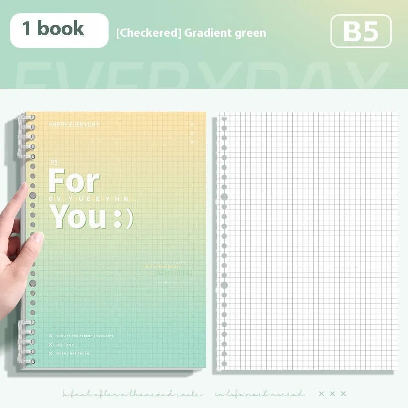 Removable coil gradient notebook with PP cover in green, blue, pink and purple colour options