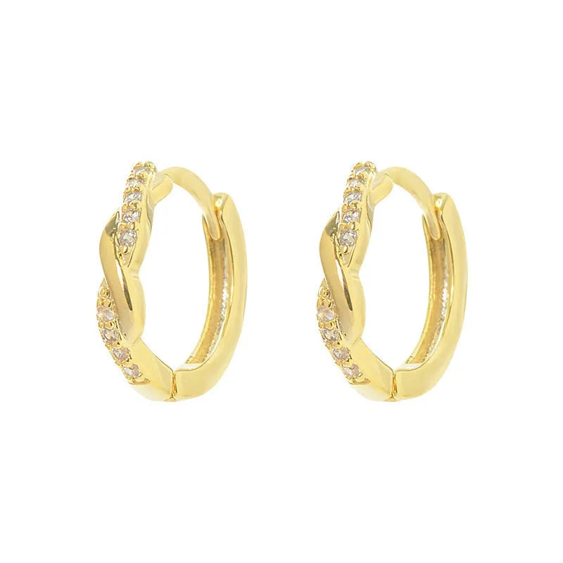 Geometric round hemp rope and copper earclip earrings for women in gold or silver colour