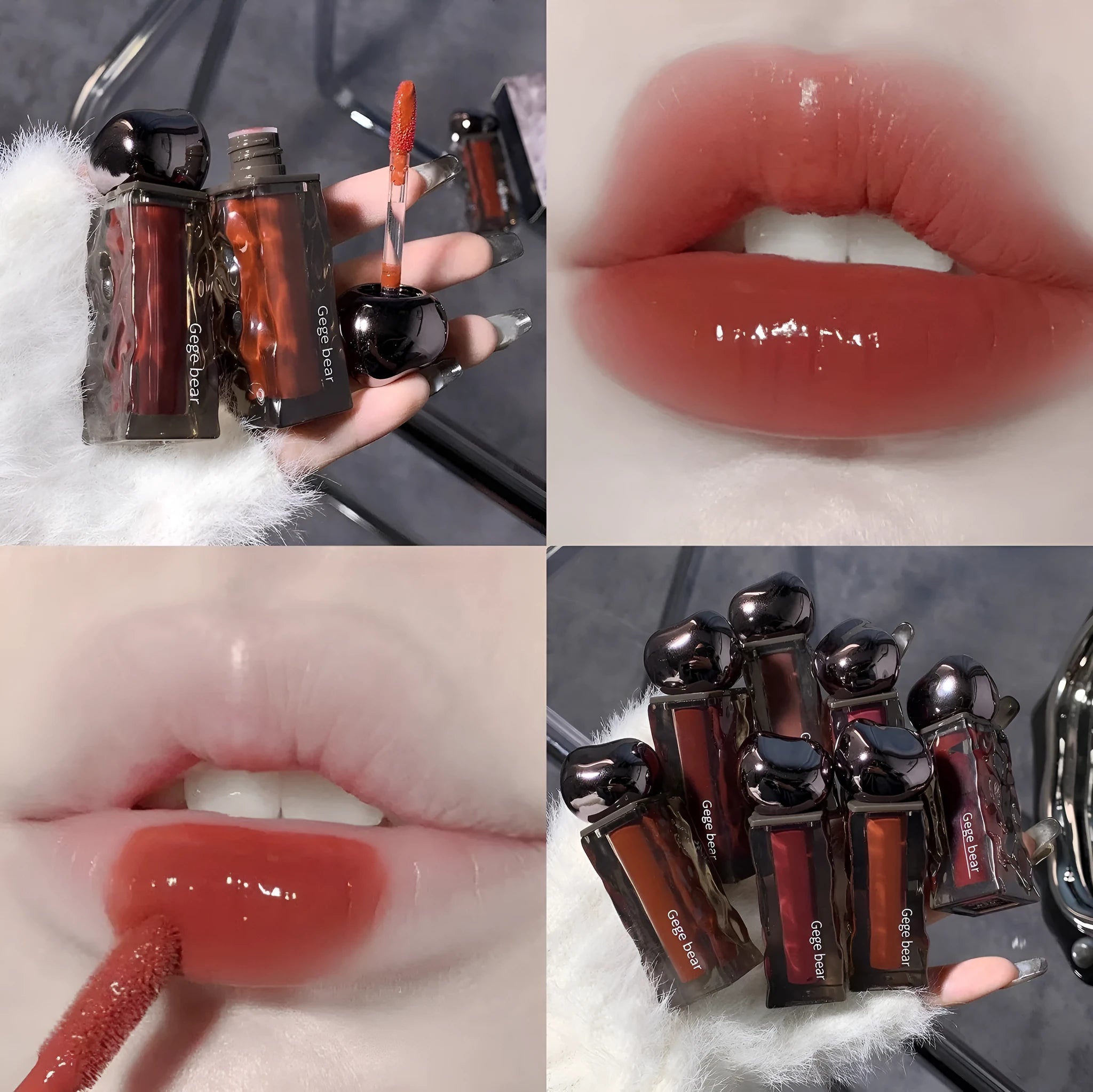 Glacier Lava Lip Lacquer mirror makeup product with built-in applicator in seven colour options