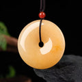 Natural Jinsi Jade peace buckle pendant necklace on lanyard, gold tone option, with certificate
