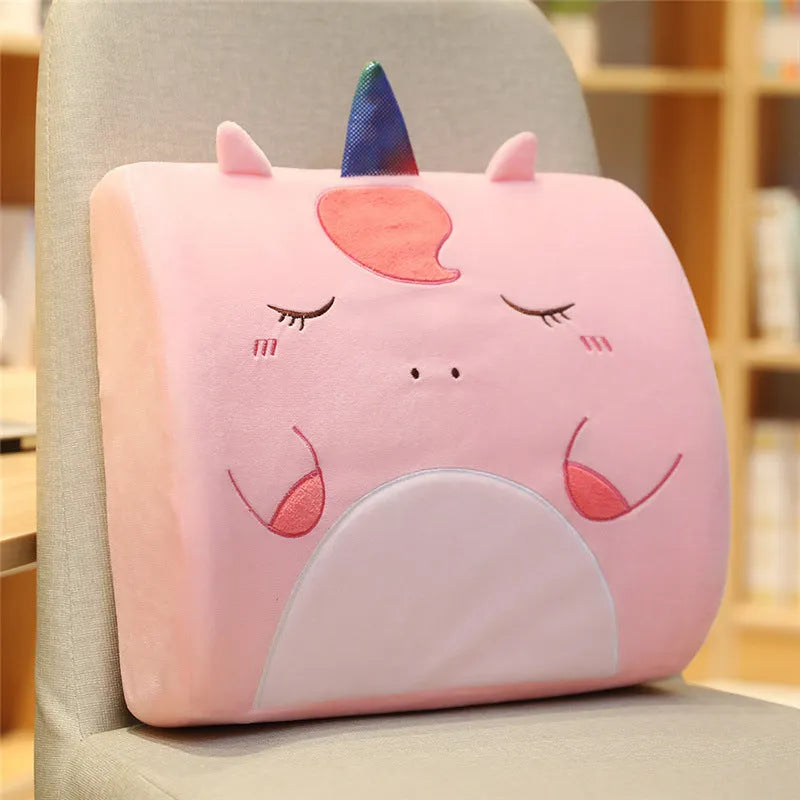 Cartoon embroidered memory foam seat back cushion with removable cover in six design options