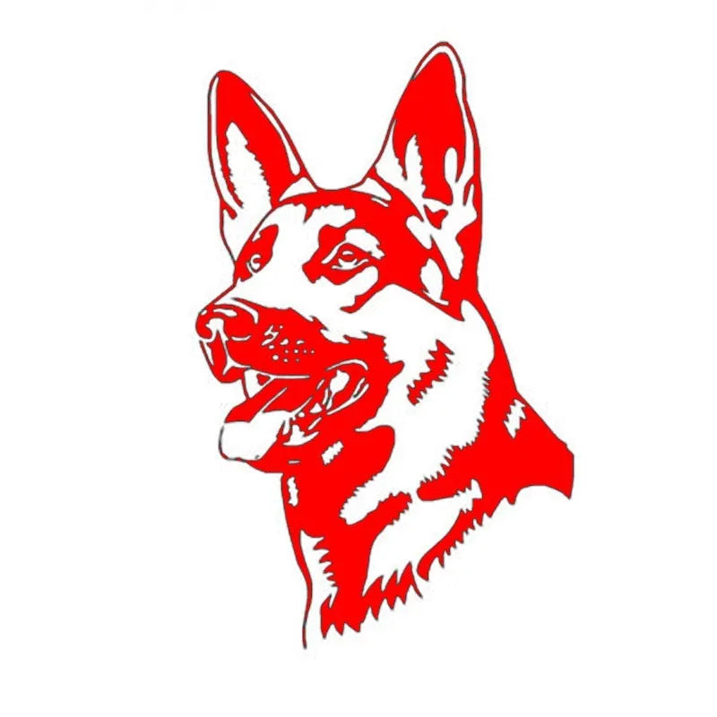 Reflective Alsace Shepherd hunting dog car sticker measuring 13x8 cm