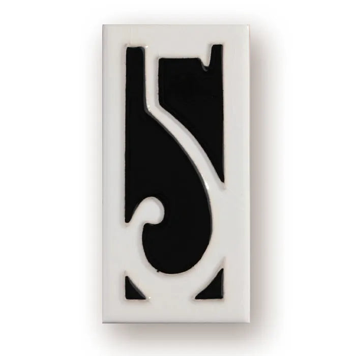 Handmade enamel art ceramic retro doorplate showing number 1 design, 76mm by 152mm