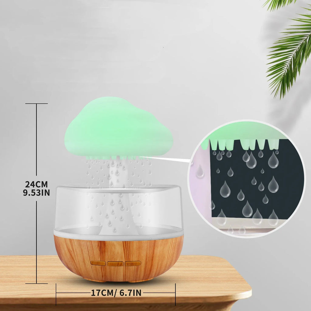White cloud-shaped humidifier with colour changing night light and water drop feature