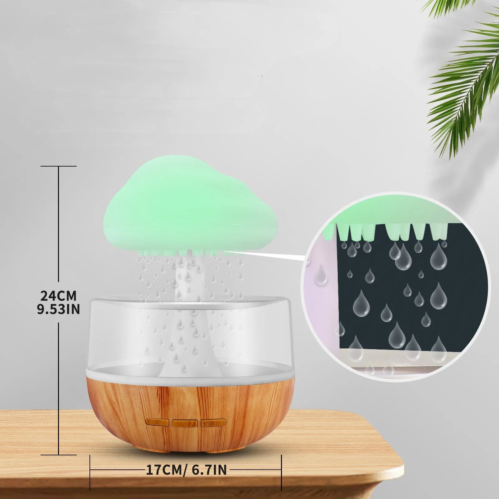 White cloud-shaped humidifier with colour changing night light and water drop feature