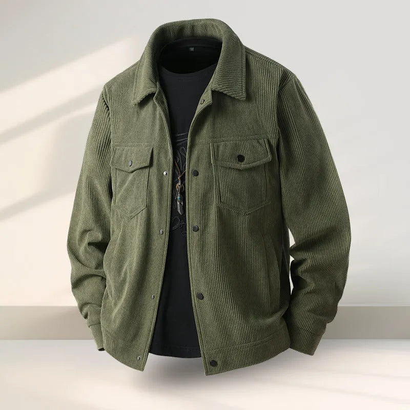 A man's slim fit coat in Lycra fabric, shown in one of four available colours.
