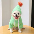 Fruit dog clothes two-legged hooded green fleece outfit for small dogs autumn winter pet sweater