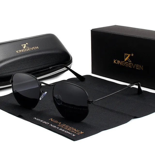 Classic round frame retro sunglasses for men in black, shown from a front perspective.