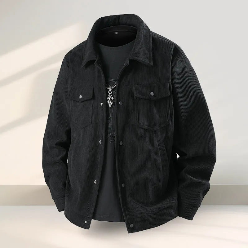 A man's slim fit coat in Lycra fabric, shown in one of four available colours.