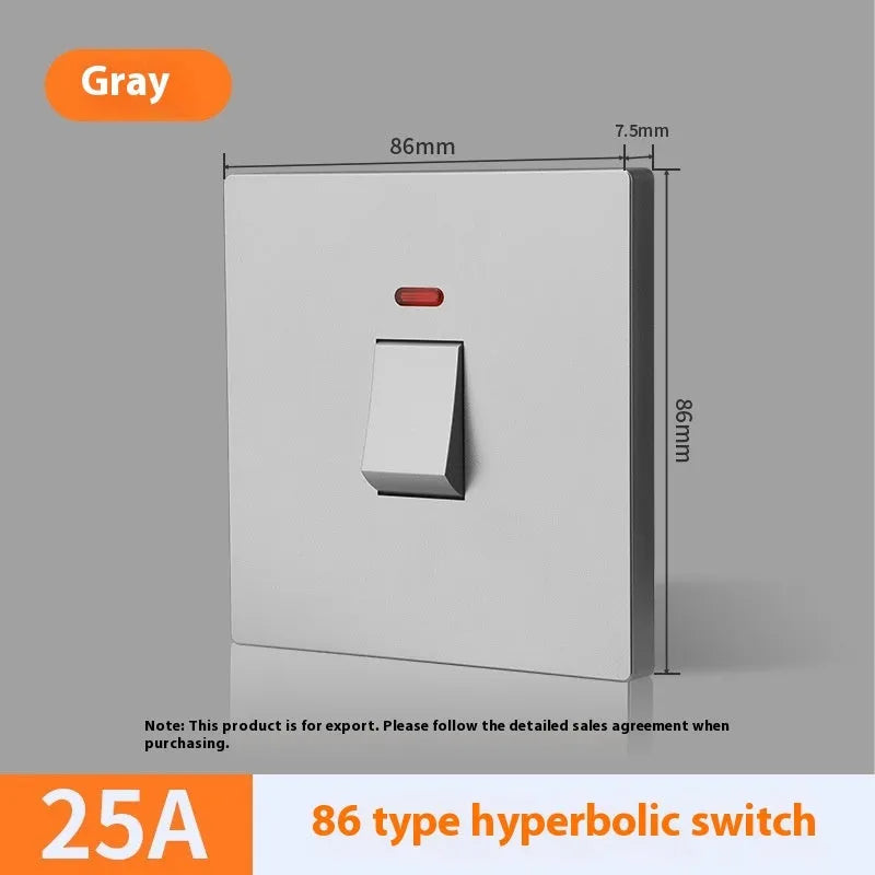 25A or 45A three-pole electrical switch with illuminated panel in gold, grey or white