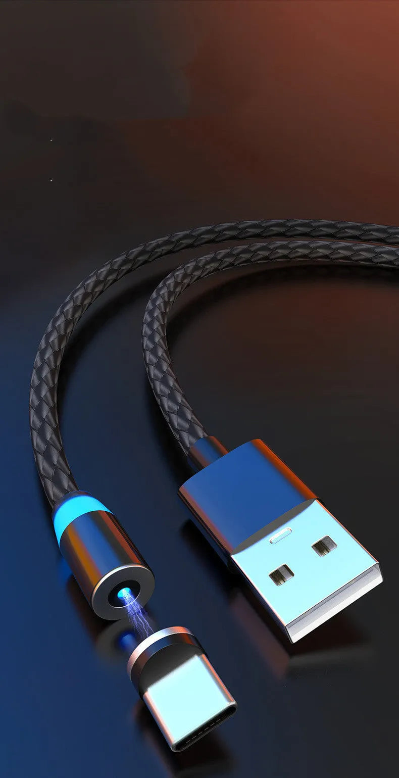 Magnetic smartphone charging cable with LED breathing light indicator in multiple colour options