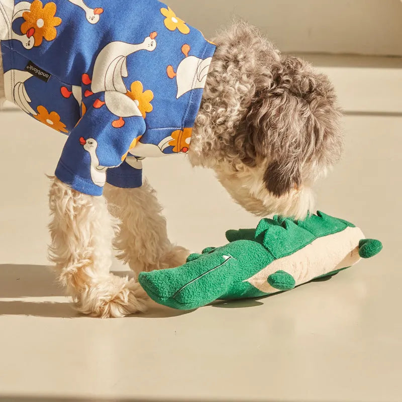 Green plush toy dog measuring 35cm with soft materials and interactive design