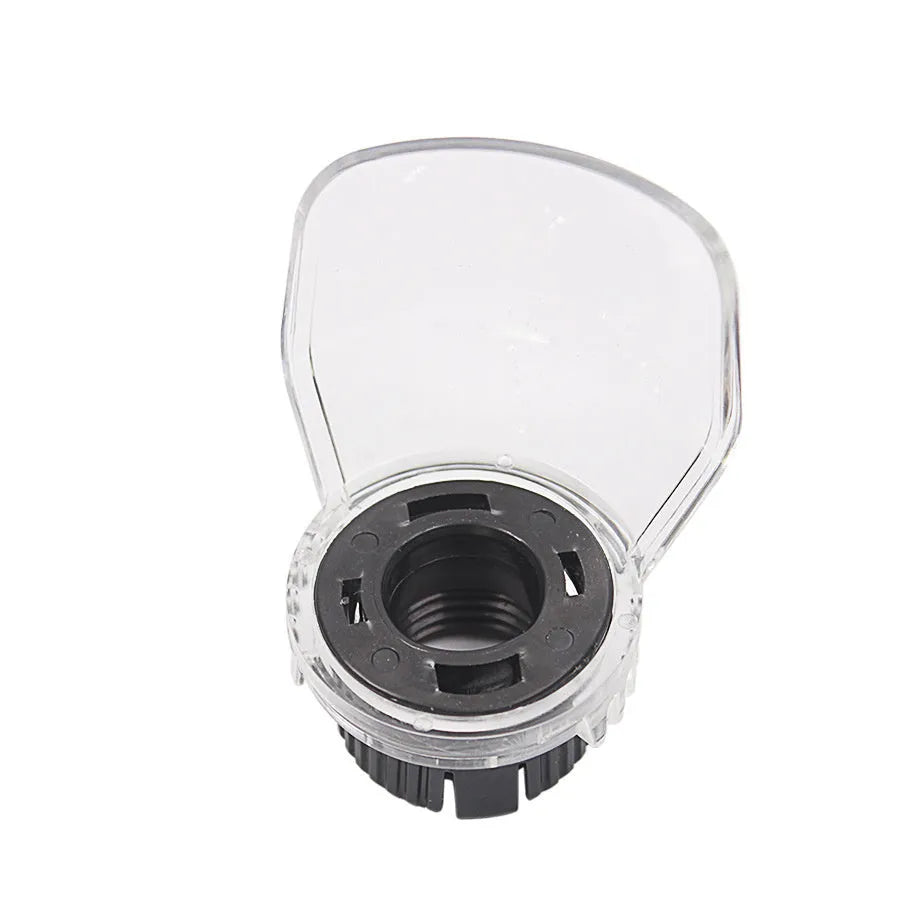 Transparent plastic horn-shaped face shield cover for Delta grinding tools.