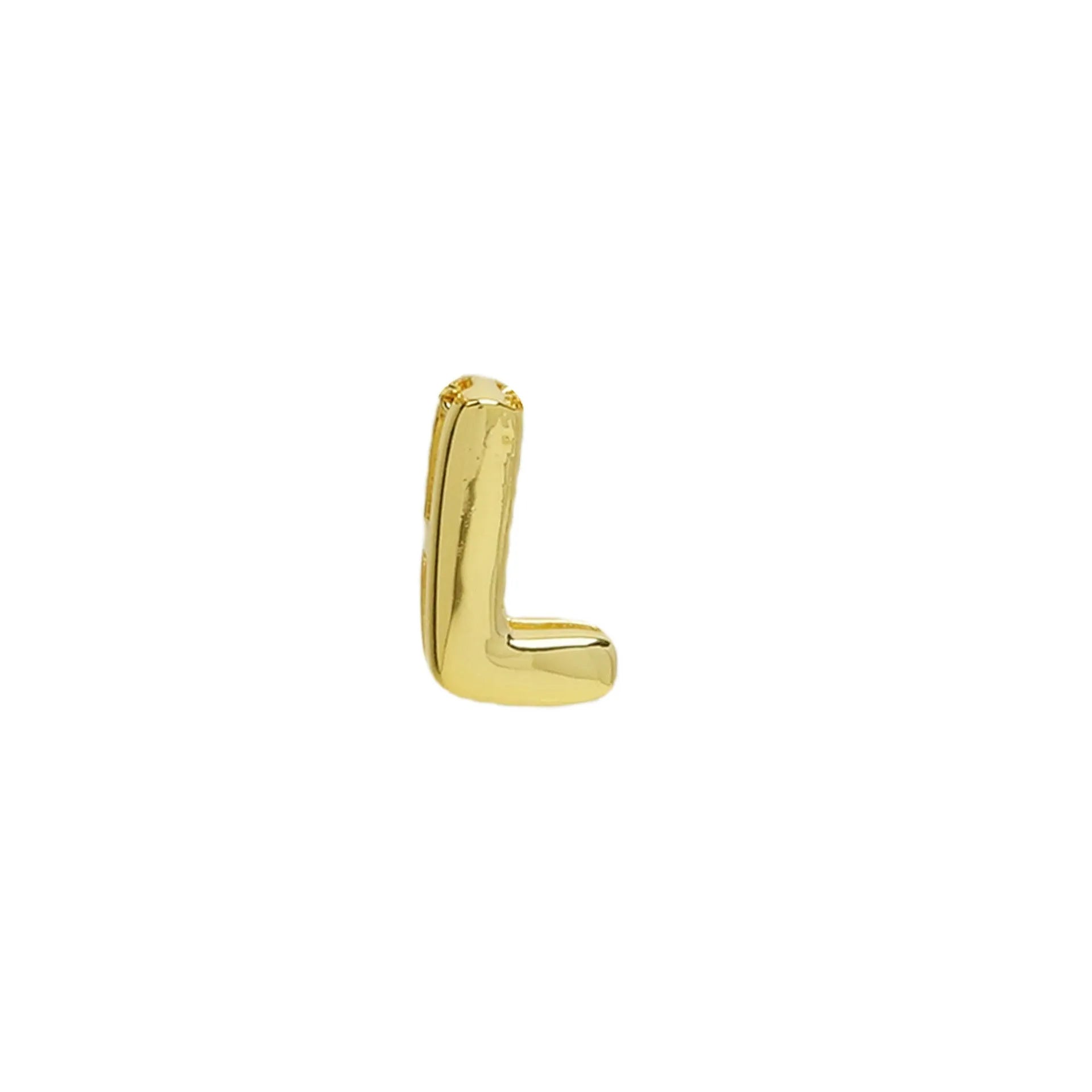 18k brass smooth surface bubble letter bracelet with pendant in gold colour on copper alloy