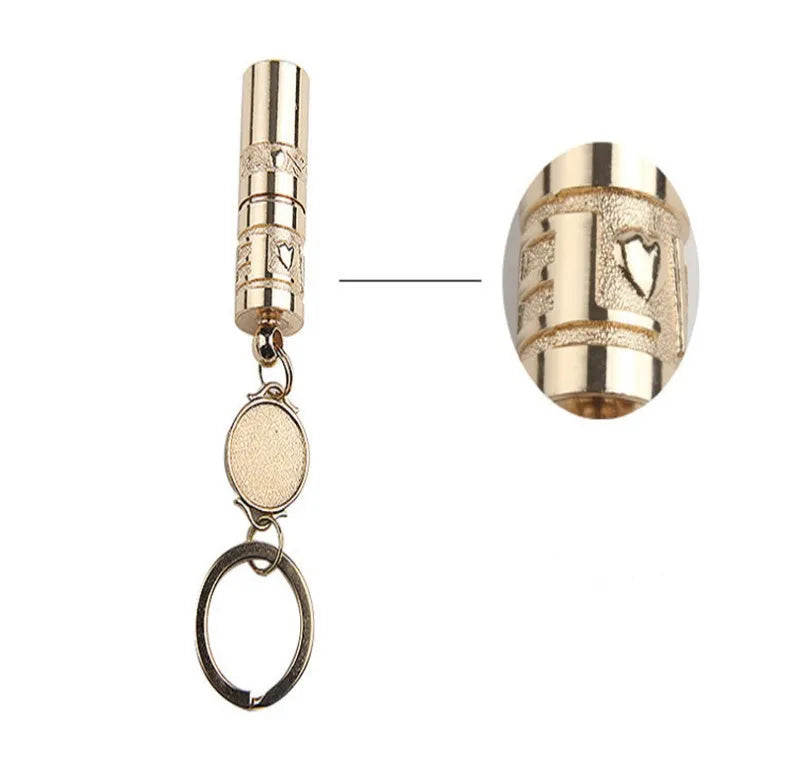Gold zinc alloy waterproof mini LED flashlight on keyring for outdoor emergencies
